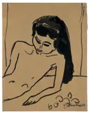 Mädchen mit offenem Haar by Ernst Ludwig Kirchner, 1909, Tuschpinsel auf braunem Papier, sold Nov 2010