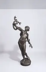 Fritz Klimsch, Schlangenbändigerin, Um 1898, Zinkguss