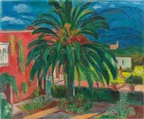 Hans Purrmann, Rotes Haus mit Palme, 1958, Öl auf Leinwand
