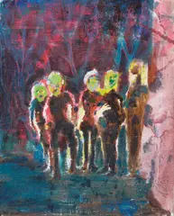 Daniel Richter, Gruppe, 2004, Öl auf Leinwand