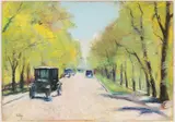 Lesser Ury, Hofjägerallee im Tiergarten, Berlin“. 1920er-Jahre, Pastell auf Pappe