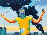 Norbert Bisky, Painting the conflict, 2015, Öl auf Leinwand