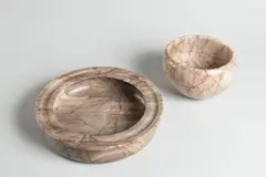 Luděk Havelka, Two Marble Bowls, Around 1940, chinese spider marble