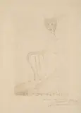 Frantisek Tichy, Sittng Nude, 1939, drypoint on paper