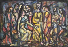 Christ and the Apostles by Stanislav Menšík, 1944, watercolour, pastel, cardboard, sold Jun 2024