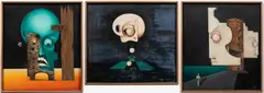 Josef Fořtl, Triptych, 1960s, oil, resin, metal on plywood