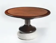 Jan Bočan, Design Dining Table, 1972, carrara marble, mahogany, leatherette