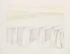 Milan Ressel, Cliff, 1983, pencil, coloured pencils, paper