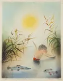 Ota Janeček, Summer, Around 1985, watercolour, pastel, paper