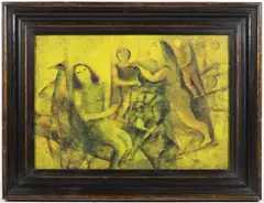 Jindra Husáriková, Garden Celebration, 1990, acrylic on hardboard