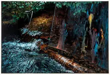 David T. Kessler, Painted Magnifier (from Staged Landscape Watercolor Series), 1985, Color lithograph on paper
