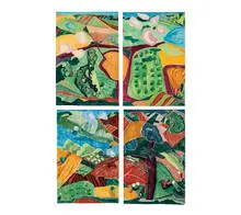 Aline Feldman, American Countryside, Quartet #1-4 (4), 1985, Color woodcut on paper