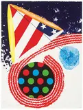 James Rosenquist, A Free for All, 1976, 11-color lithograph with printed string on Rives BFK paper