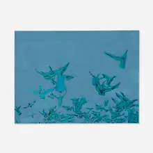 Whitney Bedford, Birds (Blue), 2005, ink and oil on panel
