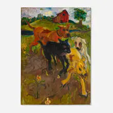 Chuck Connelly, Four Running Dogs, 1993, oil on canvas
