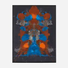 Mai-Thu Perret, Agoraphobia II, 2016, acrylic and fluorescent acrylic on synthetic carpet in artist's frame