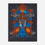 Mai-Thu Perret, Agoraphobia II, 2016, acrylic and fluorescent acrylic on synthetic carpet in artist's frame