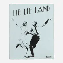 Bambi, Lie Lie Land (Blue), 2017, cement, stenciled spray paint and acrylic on canvas