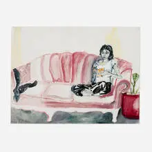 Raffi Kalenderian, Angie Reading on Couch (Palms Apartment), 2005, acrylic on paper