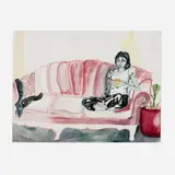 Raffi Kalenderian, Angie Reading on Couch (Palms Apartment), 2005, acrylic on paper