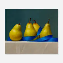 Janet Rickus, Pears with Ribbon, oil on panel