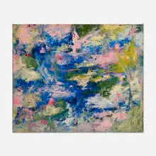 Blue, Green and Pink Composition by William Buchanan, oil on canvas board, sold Jun 2023