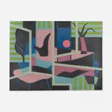 Richard Peter Hoffman, Interior, pastel and watercolor on paper laid to board