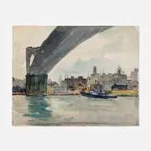 Chuck Fee Wong, Brooklyn Bridge, watercolor on paper
