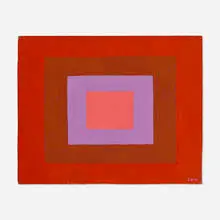 Josef Zenk, Red Rectangles, oil on Masonite