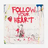 Thierry Guetta, Follow Your Heart (Red) (Unique), 2022, screenprint in colors with hand-painted elements