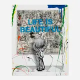 Thierry Guetta, Life is Beautiful (Unique), 2022, screenprint in colors with hand-painted elements