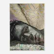 Ian Ingram, Wedding Quilt, 2008, charcoal, pastel, beeswax and beads on paper