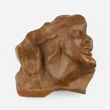 Profile with Hand by Mary Frank, bronze, sold Jun 2023