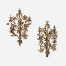 Marie Zimmermann, Five-light sconces, pair, c. 1925, iron, wood