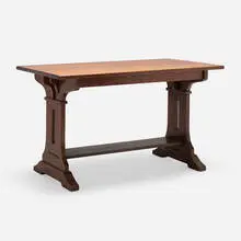 Limbert, Trestle library table, model 107, c. 1915, oak