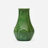 Vase with leaves and buds by Annie Lingley for Grueby Faience Company, sold Oct 2025