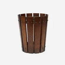 Gustav Stickley, Wastebasket, model 94, c. 1907, oak, riveted iron