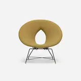 attribution Augusto Bozzi, lounge chair, c. 1950, upholstery, enameled steel, brass, rubber