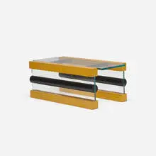 Ettore Sottsass, prototype Donald table, 1987, oak, glass, lacquered wood