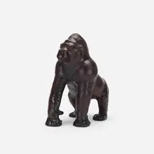 Modern, Gorilla, c. 1960, leather over a sculpted form, glass