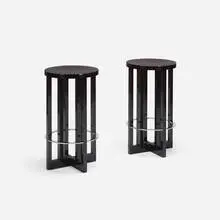 Richard Meier, stools, pair, 1982, lacquered wood, stainless steel