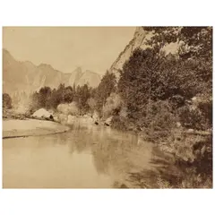 Eadweard Muybridge, Discovery Rocks, Valley of the Yosemite, 1872, Mammoth-plate albumen print; mounted
