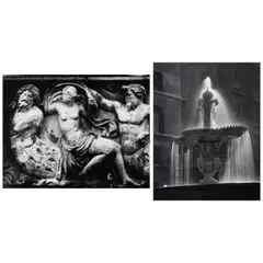 Morley Baer, Selected Images of Roman Fountains (comprising 'SPQR Fontana, Piazza de' Fiori' and 'Fontana, Piazza Farnese, Rome'), 1980, Two gelatin silver prints; each mounted