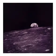 Michael Light, Earthrise Seen for the First Time By Human Eyes; Photographed by William Anders, Apollo 8, December 24, 1968 (from 'Full Moon'), 1999, Digital chromogenic print; signed