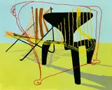 Music Chairs by Martin Kippenberger und Maria Papadimitriou, 1996, Öl auf Leinwand, sold Nov 2019