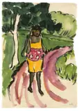 Südseemädchen in Landschaft by Emil Nolde, Um 1913, Aquarell und Tuschpinsel auf Japanbütten, sold Nov 2017