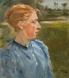 Max Liebermann, Blaues Mädchen in Landschaft – Bauernmädchen