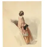Adolph von Menzel, Junge Frau im Biedermeierkleid. (Vor) 1850
