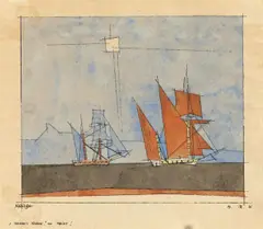 Segelschiffe by Lyonel Feininger, 1931, Aquarell und Tuschfeder auf Japanbütten, sold May 2014