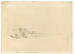 Caspar David Friedrich, Rügische Küste bei Göhren“. Juli 1806, Bleistift, quadriert, auf cremefarbenem Papier